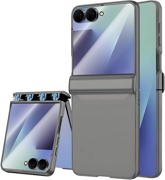 STORMTAL for Samsung Galaxy Z Flip 7 Case, Hinge Protection, Built-in Screen Protector, Wireless Charging, Shockproof, Slim Rugged Phone Protective Case for Galaxy Z Flip 7 Gray