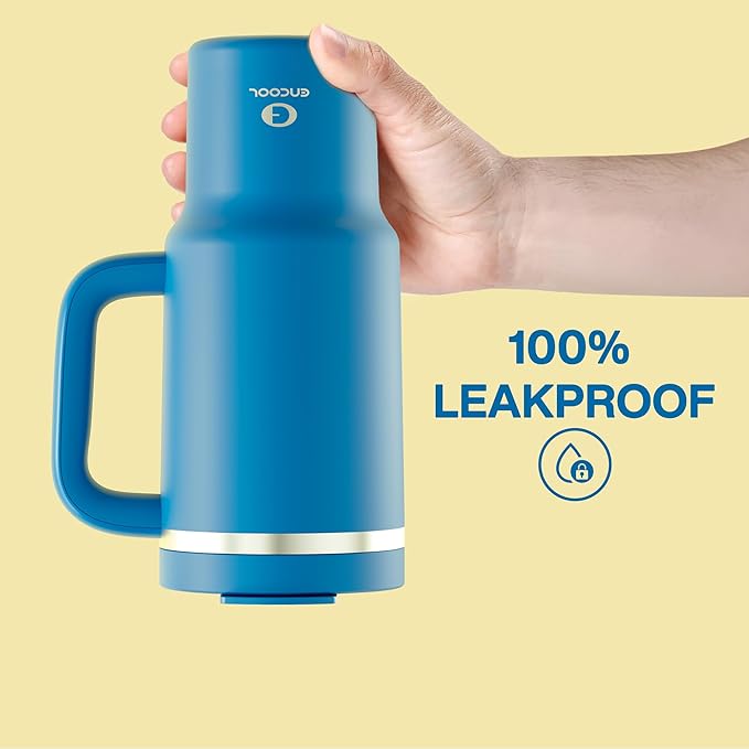 32 oz Tumbler with Handle and Straw: Stainless Steel Insulated Tumbler Keeps Cold for 24 Hours, Leakproof Travel Cup Fits in Cup Holder and BPA-Free, Celtic Blue