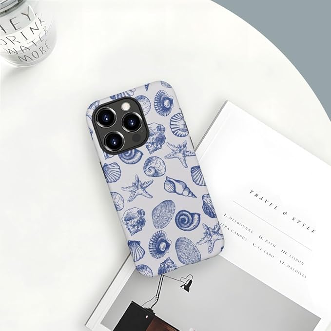 DAIZAG Case Compatible with for iPhone 16 Pro,Cute Blue Seashell Phone Case for iPhone 16 Pro for Girl Women Boy Men
