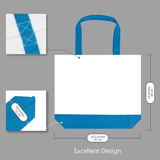 TOPDesign 3-Pack Super Strong Large 12oz Cotton Canvas Tote Bags, Reusable Grocery Shopping Cloth Bags, Fashionable Two-Tone Totes for Crafts, DIY Your Creative Designs