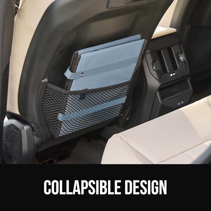 GORILLA GRIP Heavy Duty Foldable Reusable Grocery Bags, Tear Resistant Box Shape Shopping Tote with Reinforced Handles, Grip Feet, Easily Carry and Transport Groceries, 1 Pack, 13x10x11, Dusty Blue