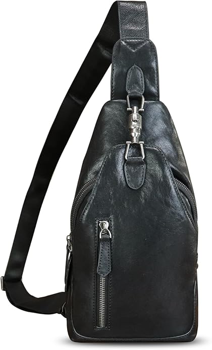 Genuine Leather Sling Bag for Women and Men Vintage Handmade Leather Sling Backpack Fashion Crossbody Bag Chest Purse