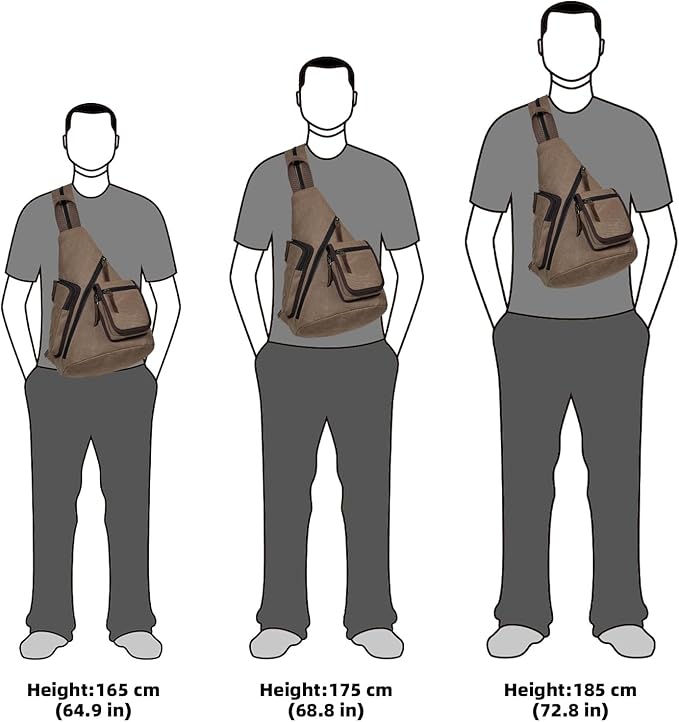 KL928 Canvas Sling Bag - Casual Crossbody Shoulder Daypack Rucksack Backpack for Men Women, Brown