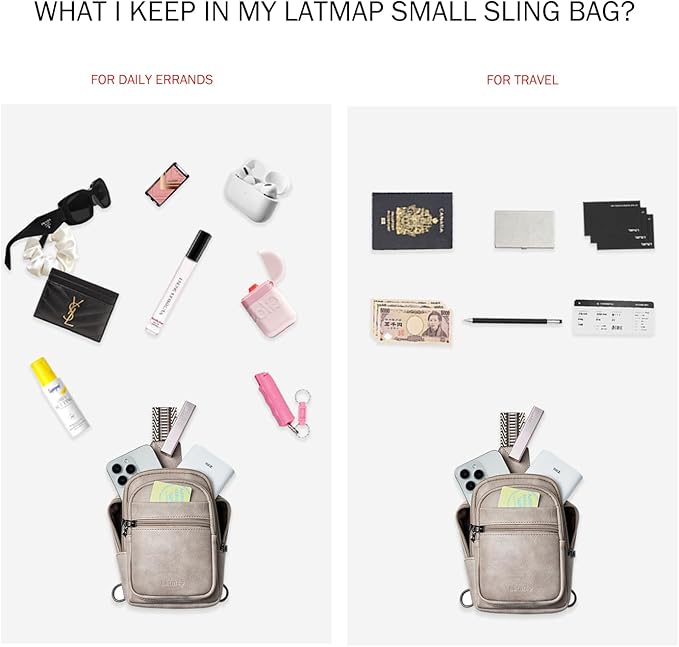 3L SMALL Sling Bag Fanny Packs For Women Men Mini Crossbody Chest Belt Travel Bag Purse Handbag Faux Leather Fashion Cute Light Grey