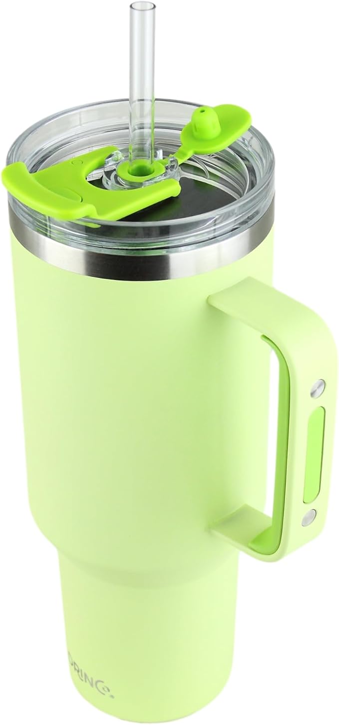 Drinco 40oz 30 oz Tumbler with Handle, Straw Lid, Insulated Stainless Steel Travel Mug Water Bottle Ice Coffee Cup For Cold and Hot, BigSur (40oz, Kiwi)