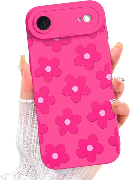 ZIYE Designed for iPhone Air Case Hot Pink Flower Pattern Phone Case with Camera Protection,Soft TPU Silicone Rubber Protective Cover Floral Design Cases Compatible with iPhone Air 6.5 Inch