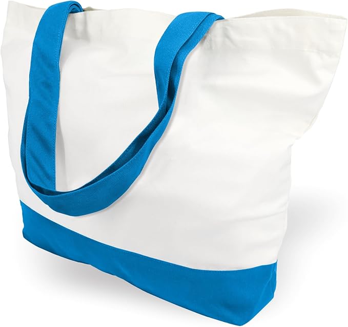 TOPDesign 3-Pack Super Strong Large 12oz Cotton Canvas Tote Bags, Reusable Grocery Shopping Cloth Bags, Fashionable Two-Tone Totes for Crafts, DIY Your Creative Designs