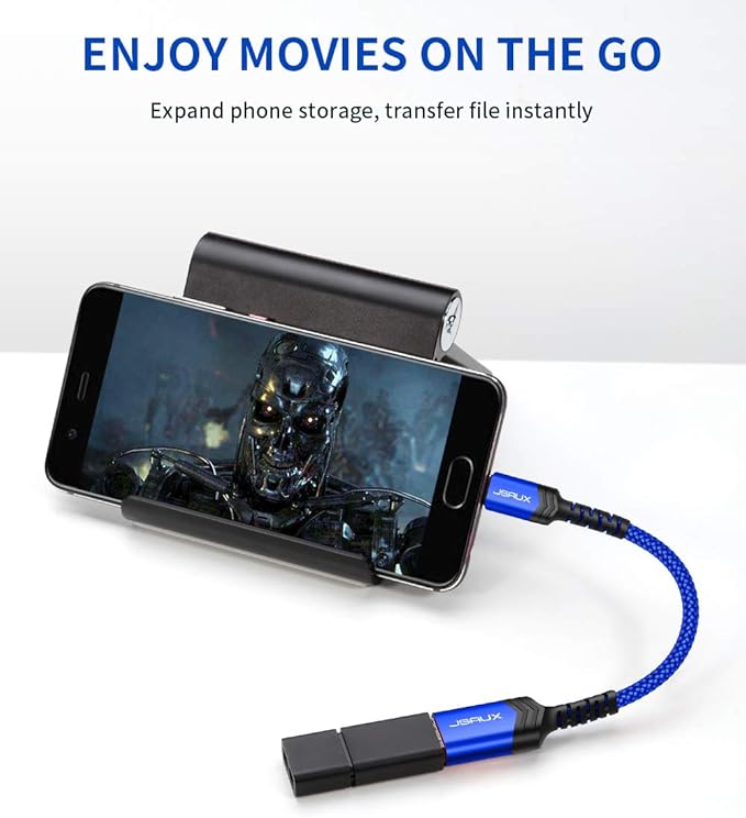 JSAUX USB C to USB Adapter [2 Pack], Type C 3.0 OTG Cable On The Go Type C Male to USB A Female Adapter Compatible with MacBook, iPhone 16 Pro Max/16 Plus/16e/15, Samsung Galaxy S25/S24/S23-Blue