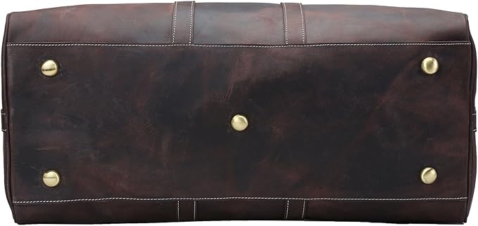 Polare 23'' Classic Full Grain Leather Travel Duffel Weekender Bag Overnight Duffle Bag For Men