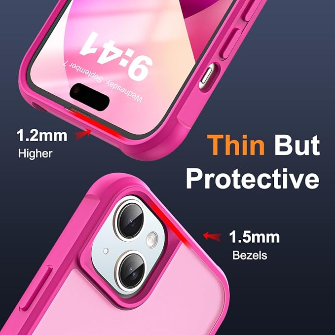 Compatible with iPhone 13 Case & iPhone 14 Case with Invisible Magnetic O-Ring Stand Translucent Phone Cases for 13 & 14 6.1" [Compatible with Mag-Safe][Great Grip Feeling], Rose