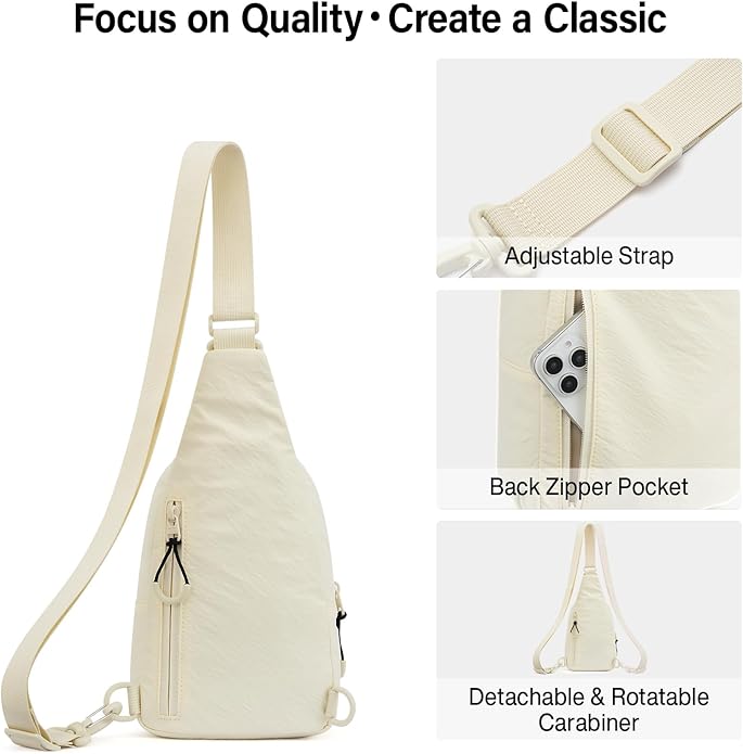 Hanke Crossbody Sling Bag for Women Men, Casual Cross Body Sling Bags, Lightweight Chest Bag for Outdoor Hiking Travel