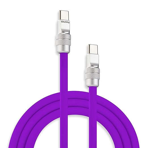 chubbycable Chubby 2.0 Fast Charging Cable Durable Soft Silicone USB C Cable 240W Extra Thick Charger Cord Compatible with iPhone 16/15 Series iPad, Purple, Type-C to Type-C, 4.9FT