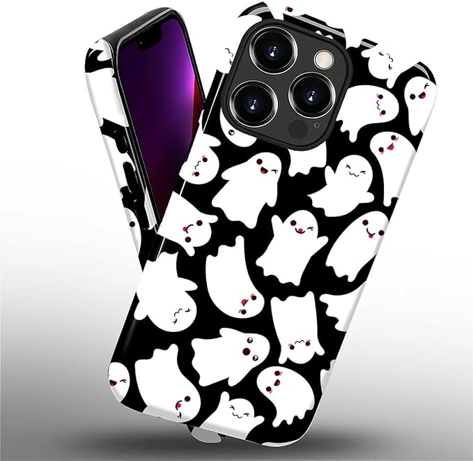 Case for iPhone 13 Pro Case,Halloween Ghosts Bats Design - Hybrid Dual Protection Silicone + Hard PC Shockproof Full Body Cover Slim Anti-Scratch Protective Case for Men Women
