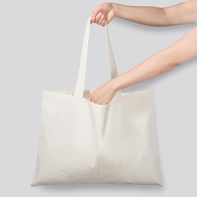 NPBAG 25 Pack 20'' X 16'' Large Natural Cotton Tote Bags, Lightweight Blank Bulk Cloth Bags with 1pc of PTFE Teflon Sheet
