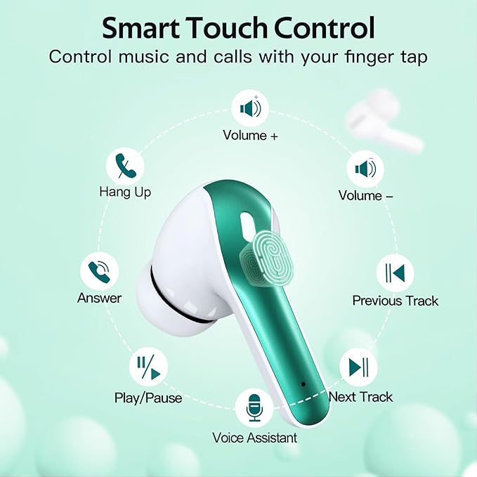 TAGRY 2 Sets X08 Forest Green and Sunset Pink Bluetooth Headphones True Wireless Earbuds 60H Playback Ear Buds with Wireless Charging Case in-Ear Earbuds with Mic