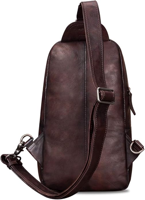 Genuine Leather Sling Bag for Men and Women Vintage Handmade Sling Backpack Shoulder Purse Crossbody Chest Bag