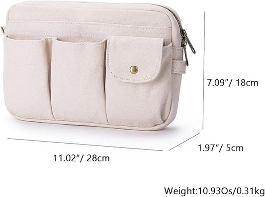 Storage Bag-arge Cosmetic Bag for Women, Travel Makeup Bag, Zip Up Bag, Cute Makeup Bag - Pure Cotton Canvas - Can be Suspended - Perfect Storage for Cosmetics