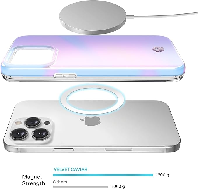 VELVET CAVIAR for iPhone 15 Pro Max Case - Compatible with MagSafe - 10ft Drop Tested - Iridescent Holographic Nebula