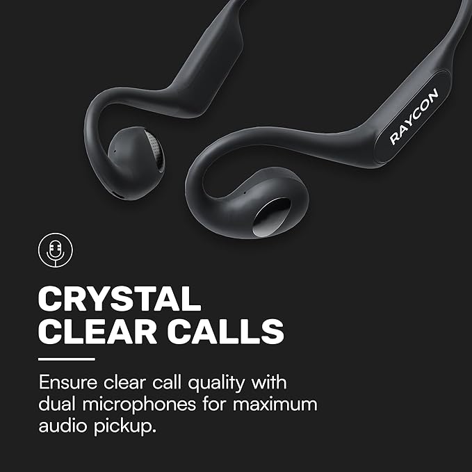 Raycon Open Headphones – Lightweight Wireless Over-Ear Design with Immersive Sound Quality, Long Battery Life, and Comfortable Fit for All-Day Wear - (Black)