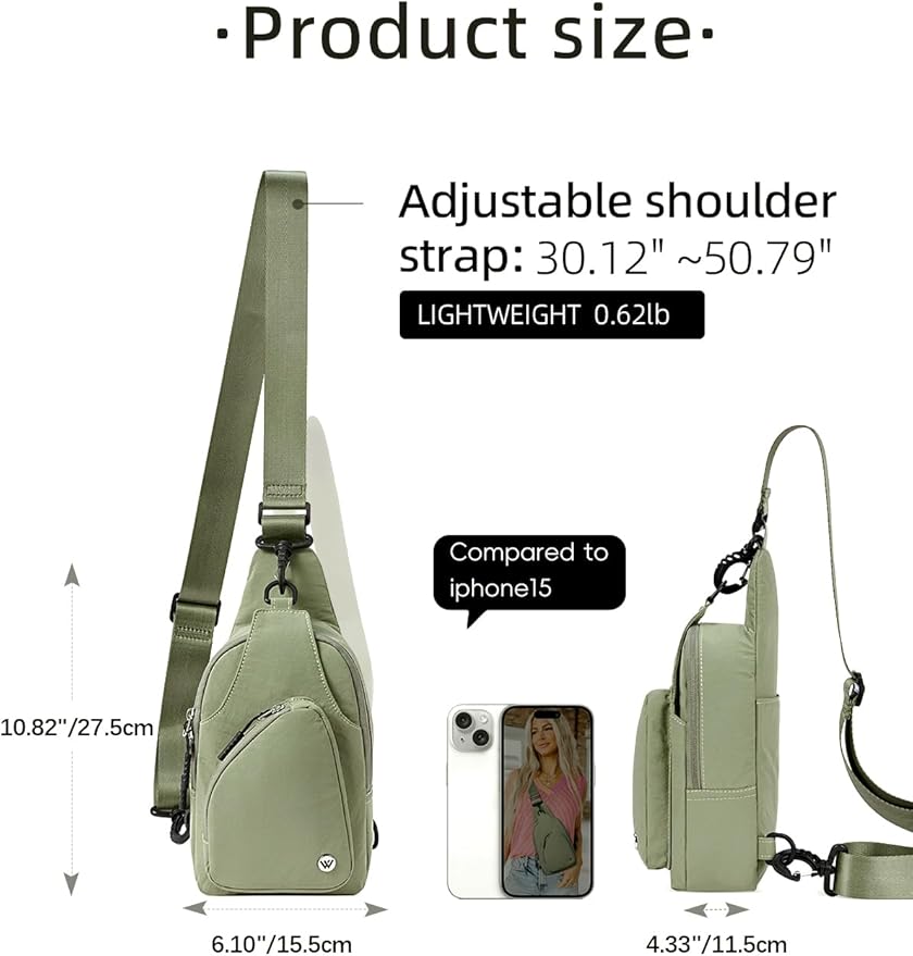 WESTBRONCO Small Sling Bag for Women Nylon Crossbody Sling Backpck Lightweight for Travel Casual Daily