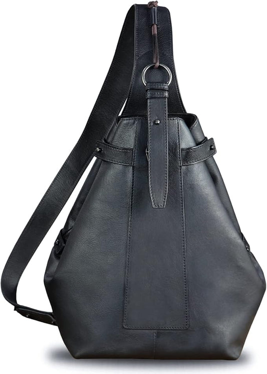 Genuine Leather Sling Bag for Men and Women Large Real Leather Sling Backpack Shoulder Crossbody Bag Chest Bags