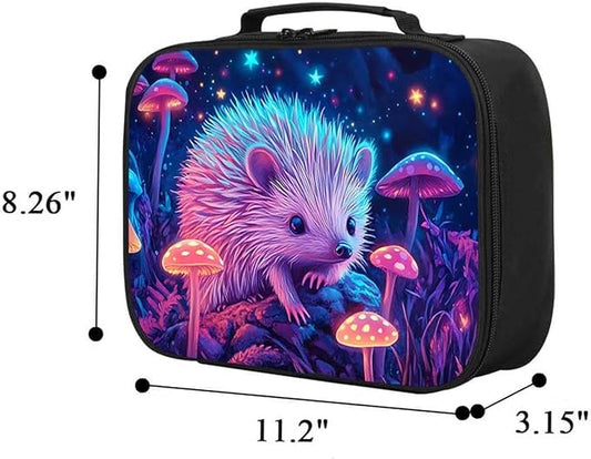 Hedgehog Lunch Box for Boys Girls, Double Insulated Lunch Bag for Kids at Primary Elementary School, 600D Polyester, Leak Resistant, Lightweight, Fits Most Bento Boxes