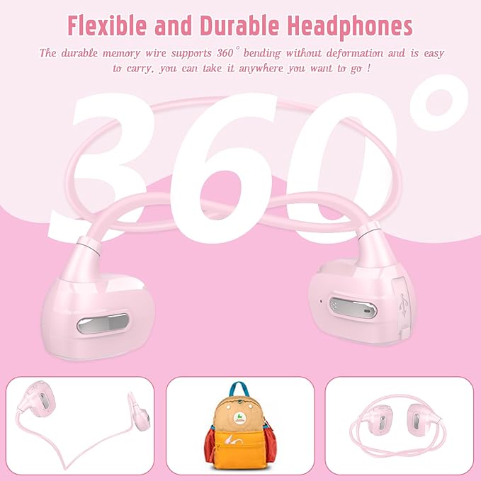 BANIGIPA Kids Headphones, Open Ear Headphones Comfortable for Teens Child Boys Girls, Wireless Bluetooth 5.4 Headset w/Mic for School/Tablet/Travel, 13g Ultra-Light, Protect Hearing, 10H Playtime