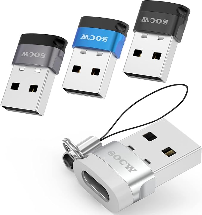 USB C Female to USB Male Adapter 2.0 (Mix, 4 Pack)