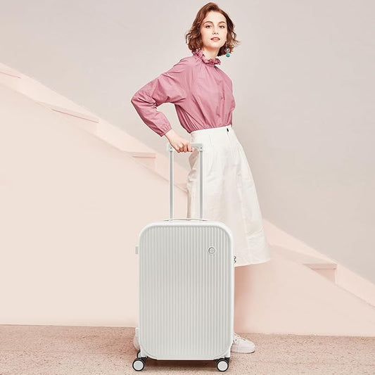 mixi 20 Inch Carry On Luggage PC Hardside Suitcases with Wheels & TSA for Travel Woman Men, Smoke White