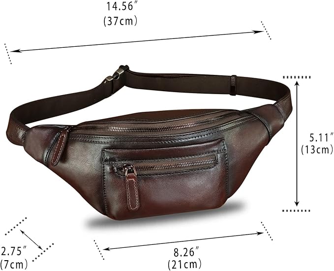 Genuine Leather Fanny Pack for Men and Women Vintage Handmade Leather Waist Bag Sling Bag Sling Backpack Purse Hip Crossbody Bag (Coffee)