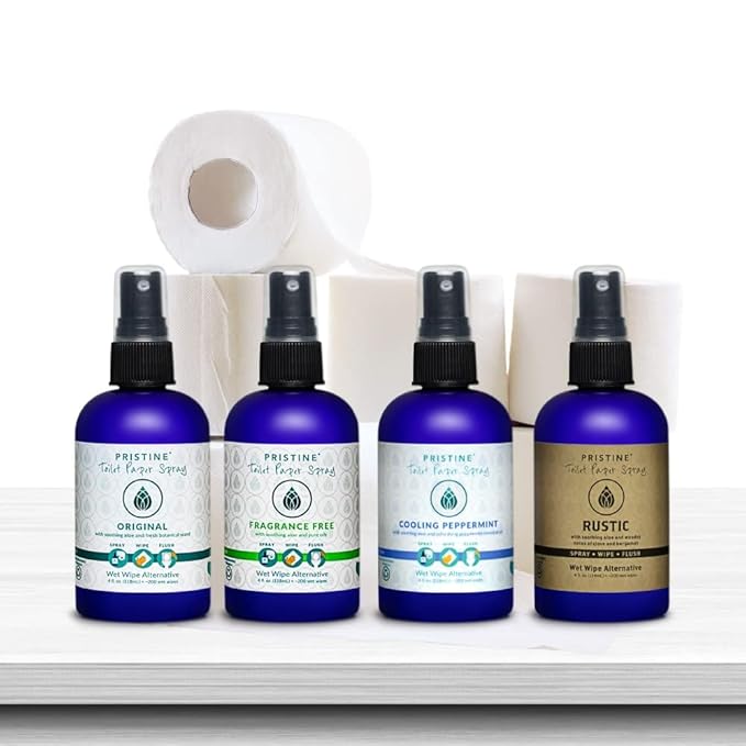 PRISTINE Toilet Paper Spray- As Seen on Shark Tank, More Natural Personal Cleansing Wipes & Flushable Wet Wipes Alternative, Spray Toilet Paper to Create Flushable Wipe, Coconut Amber, 32 fl oz Refill