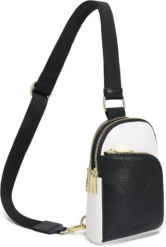 INICAT RFID Blocking Sling Bag Leather Crossbody Bags for Women Fanny Pack Cross Body for Woman Chest Bag for Travel 1.9L