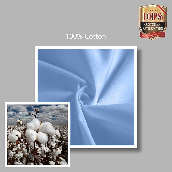 TOPDesign 3-Pack Canvas Tote Bags with an External Pocket, Reusable Grocery Shopping Bags, Top Zipper Closure, Daily Essentials (Light Blue)