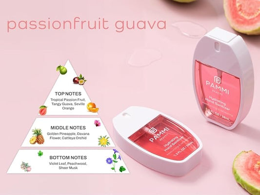 PAMMI Hand Sanitizer Spray Travel Size - Mini Scented Hand Sanitizer Spray Quicky Dry, Pocket Scented Hand Saniztier - 600-Sprays (3 Pack (Aloevera, Peach, Rose))