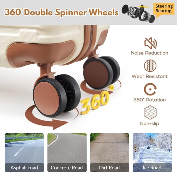 Luggage Sets 3 Piece with spinner wheels, PC+ABS Hard Shell Travel Luggage,Lightweight Carry-on suitcases with TSA Lock,YKK Zippers (Dark Green)