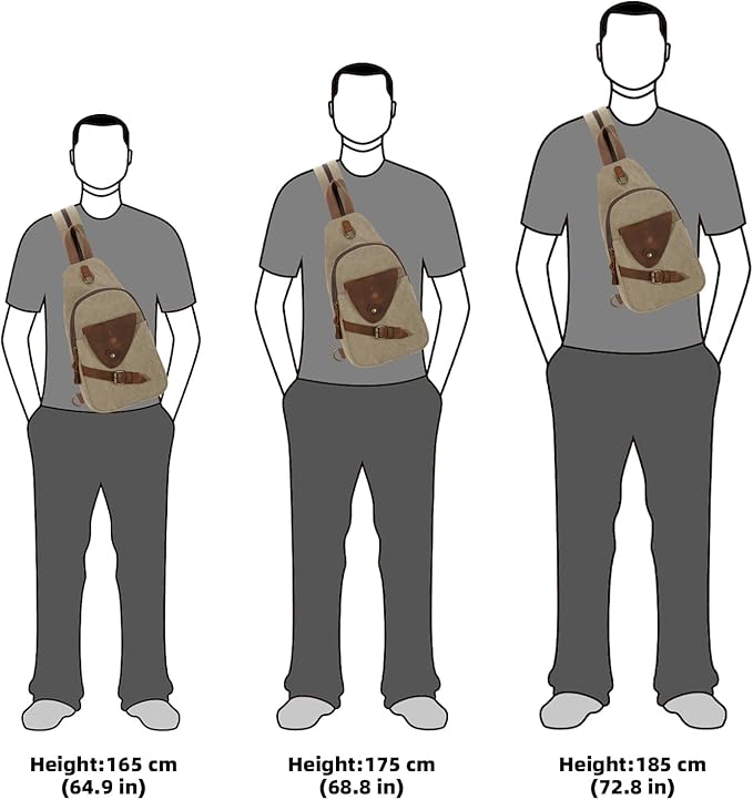 KL928 Canvas Sling Bag Crossbody Backpack Shoulder Casual Rucksack for Men Women,Khaki