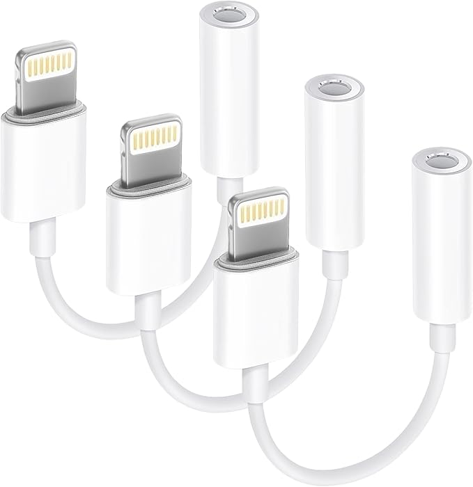 Apple MFi Certified 3 Pack Lightning to 3.5 mm Headphone Jack Adapter for iPhone, iPhone Aux Adapter Converter Dongle Audio Cable Compatible with iPhone 14 13 12 11 X XS 8 7