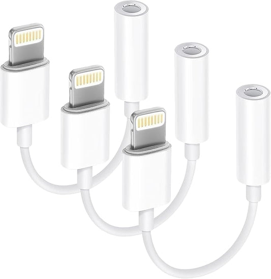 Apple MFi Certified 3 Pack Lightning to 3.5 mm Headphone Jack Adapter for iPhone, iPhone Aux Adapter Converter Dongle Audio Cable Compatible with iPhone 14 13 12 11 X XS 8 7