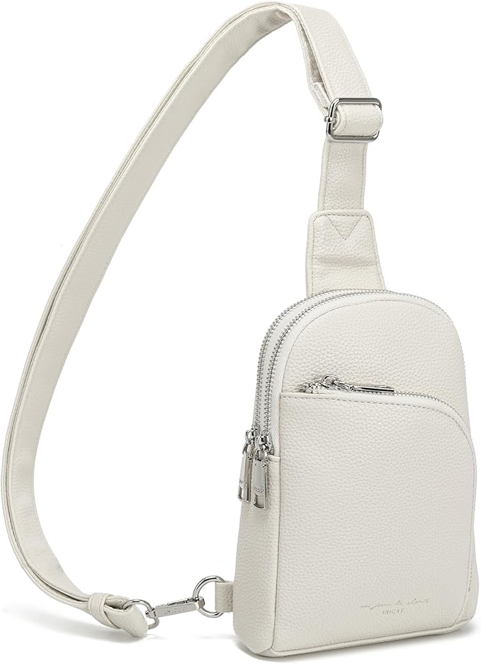 INICAT RFID Blocking Sling Bag Leather Crossbody Bags for Women Fanny Pack Cross Body for Woman Chest Bag for Travel 1.9L