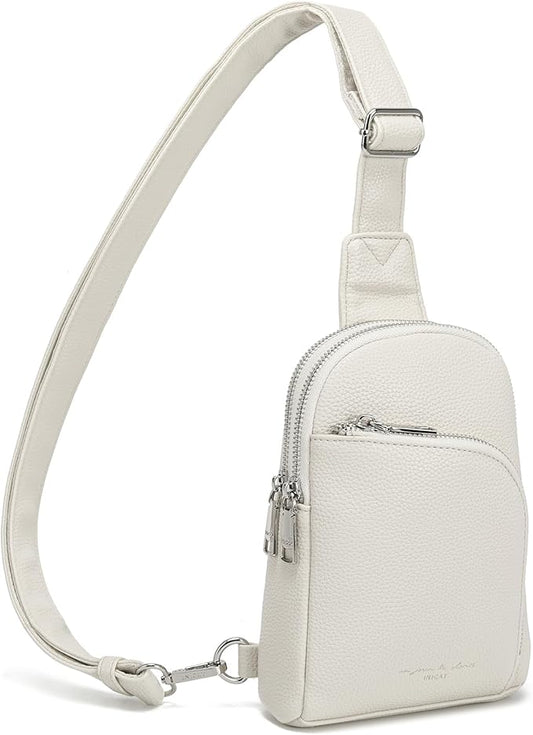 INICAT RFID Blocking Sling Bag Leather Crossbody Bags for Women Fanny Pack Cross Body for Woman Chest Bag for Travel 1.9L