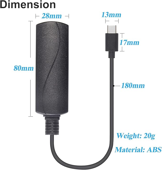10W Gigabit PoE to USB-C Driver Converter, PoE to Type-C Power Output with Ethernet Adapter, 5V/2A Output, IEEE802.3af, Wired Broadband and PD Charging for Phone/Tablet (GP2C5V)