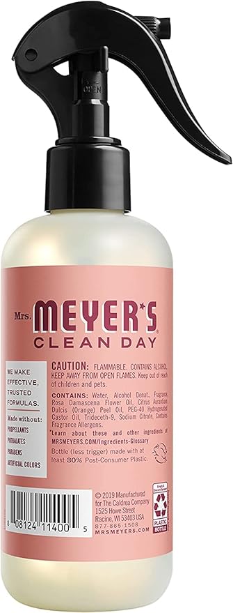 Mrs. Meyer’s Clean Day Room Freshener Spray, Rose Scent, Limited Edition Scent, Contains Essential Oils 8 Fl Oz (Pack of 4)