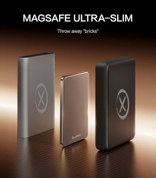 [0.3" Ultra Slim] [Alloy-Made] ULiXWH Magsafe Portable Charger for iPhone, 2025 Upgrade 5000mAh Fast Charging Magnetic Power Bank, Wireless Battery Pack for iPhone 17 Air 16 15 Pro Max 14, Desert Gold