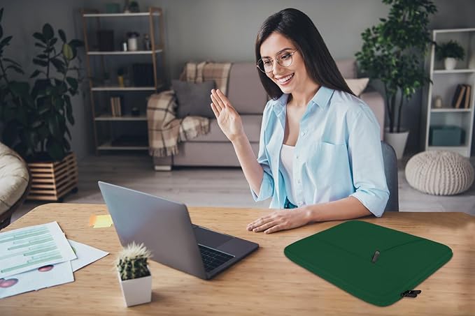 15.6 inch Laptop Case, Shockproof Protective Computer Carrying Cover with Front Pocket, Briefcase Handbags Laptop Bag for 15.6 inch HP, Dell, Acer, Asus, Notebook, Dark Green