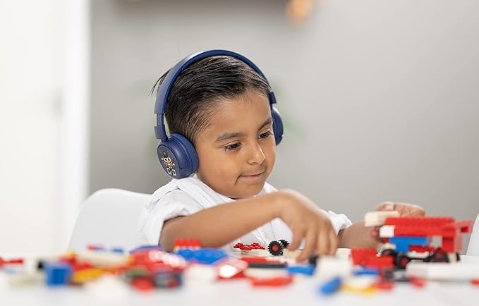 BuddyPhones POP Fun | Foldable Bluetooth Kids Headphones + Microphone, Works Wired or Wireless - SafeAudio Volume Limiting for iPhone/iPad/Tablet/PC and More (Green)