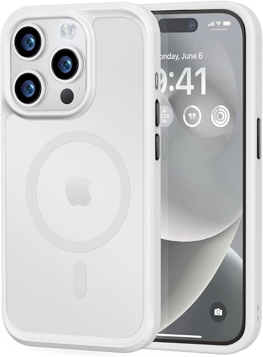 MOCCA Strong Magnetic for iPhone 14 Pro Case, [Compatible with Magsafe][13FT Military Drop Protection] Slim Translucent Matte Shockproof Case for iPhone 14 Pro Phone Case 6.1'',Frosted White