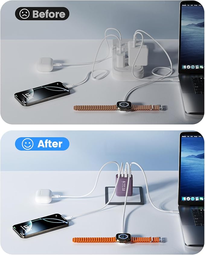 40W USB C Charger Block, 2-Pack 4-Port Fast Charging Block Power Adapter, Dual PD & QC Type-C Multiport Wall Charger for iPhone 16 15 14 13 12 11 Pro Max, Samsung, Tablets