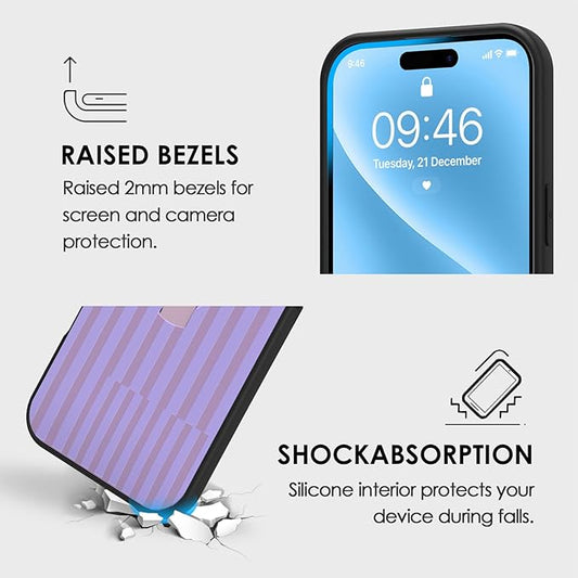 Compatible with iPhone Air Case with Finger Hand Strap Kickstand, Trendy Cool Striped Phone Case for Women Men, Full Camera Protection Shockproof Protective Cover, Purple Stripes
