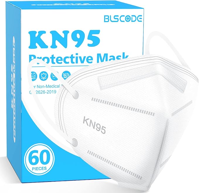 BLScode KN95 Face Mask 60 Pack,Individually Wrapped 5-Layer face Masks,Filter Efficiency≥95%