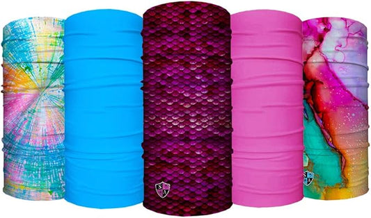 S A Company Kids' Face Shields UPF 30+, Breathable Multipurpose Neck Gaiters for Boys and Girls (Pack of 5)